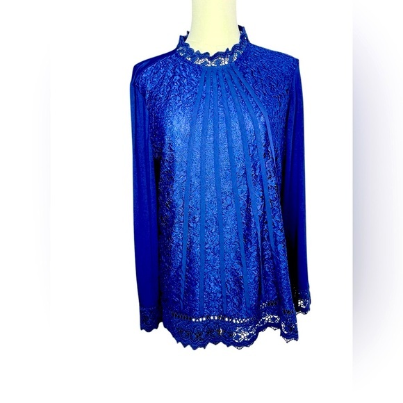 Chico's Tops - ~ Chico’s‎ Feminine Boho Elegant Navy Lace Women's Top 8/10